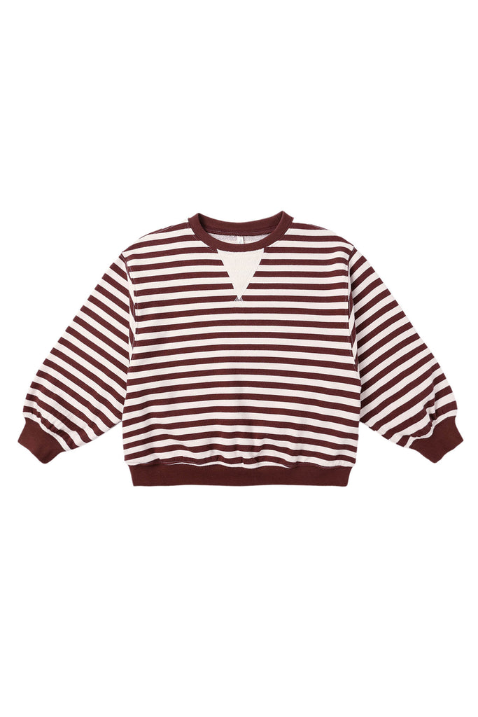 Oversized Crew (Burgundy Stripe) by Rylee + Cru