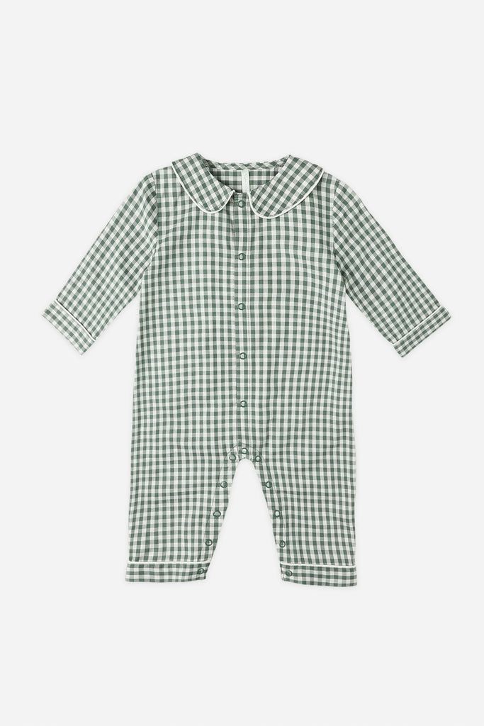 Baby Pajama Romper (Evergreen Gingham) by Rylee + Cru
