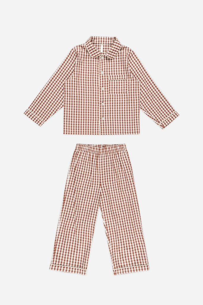 Long Sleeve Set (Brick Gingham) by Rylee + Cru