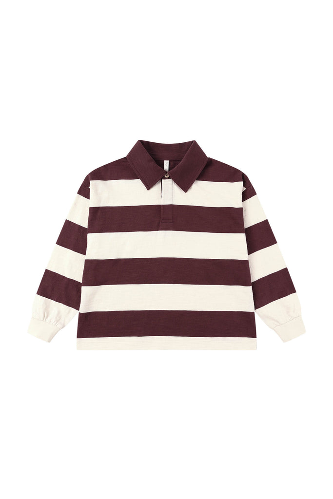 Rugby Polo (Burgundy Stripe) by Rylee + Cru