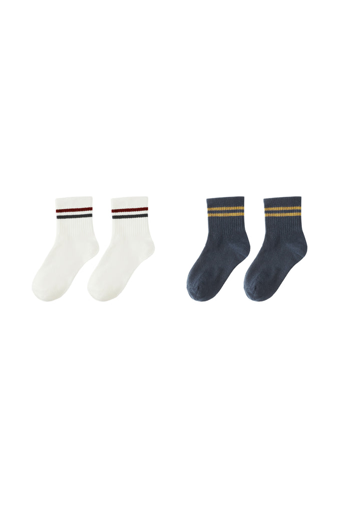 Stripe Sock Set (Ivory/Navy) by Rylee + Cru