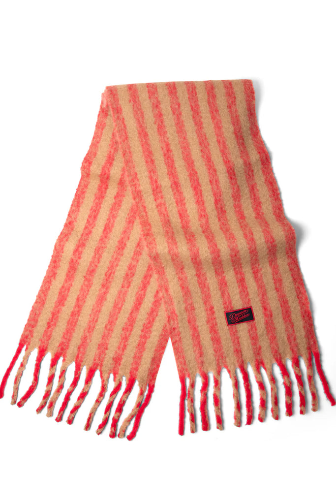 Brushed Oversized Scarf (Red/Tan Stripe) by Damson Madder