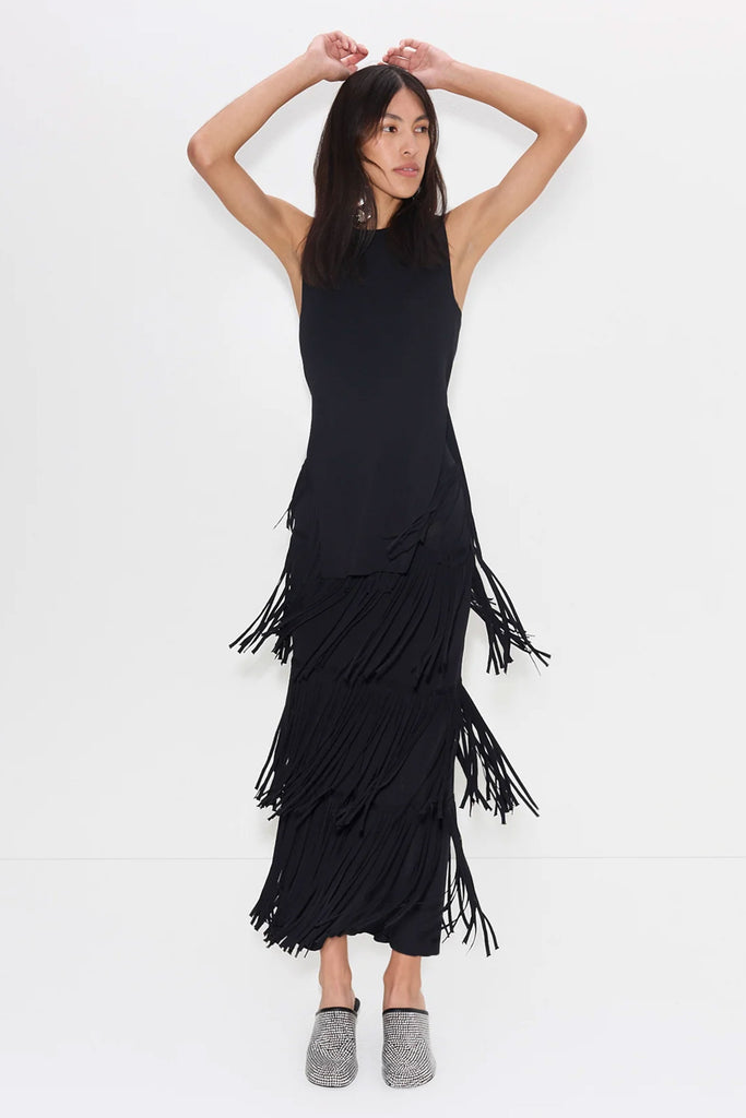 Za Za Knit Fringe Skirt (Black) by Simon Miller