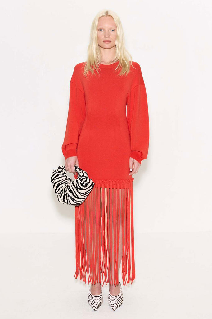 Wallis Knit Fringe Dress (Coral Red) by Simon Miller