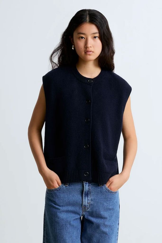 Margaux Sleeveless Cardigan (Navy) by surprise