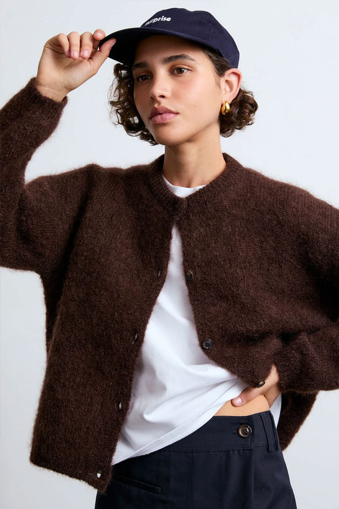 Olivia Mohair Cardigan (Chocolate Brown) by surprise