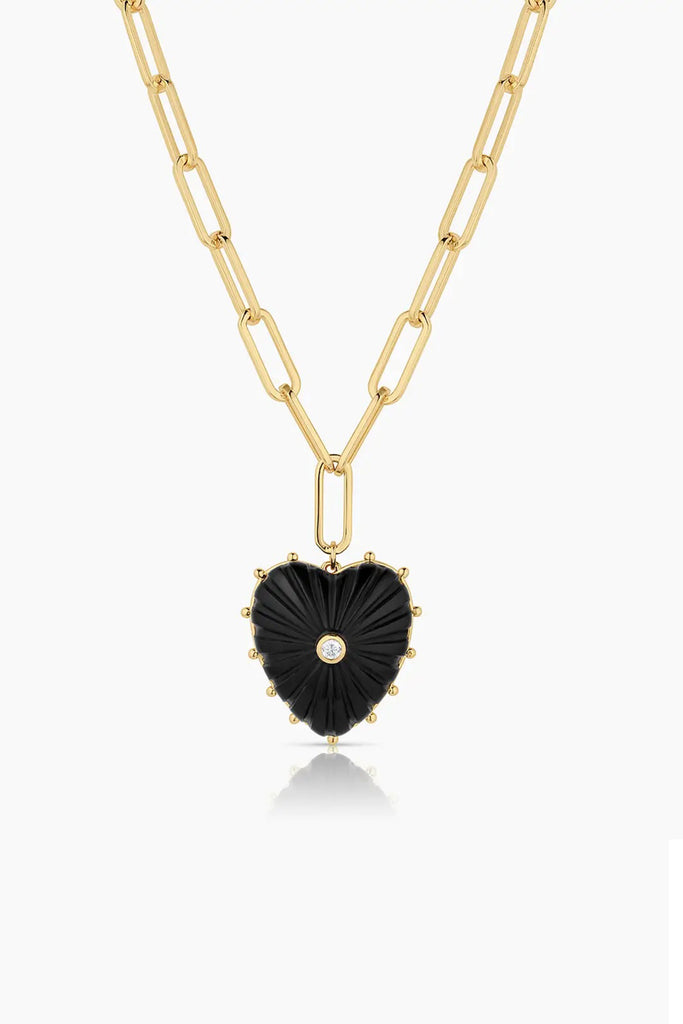Malene Onyx Heart Necklace by THATCH