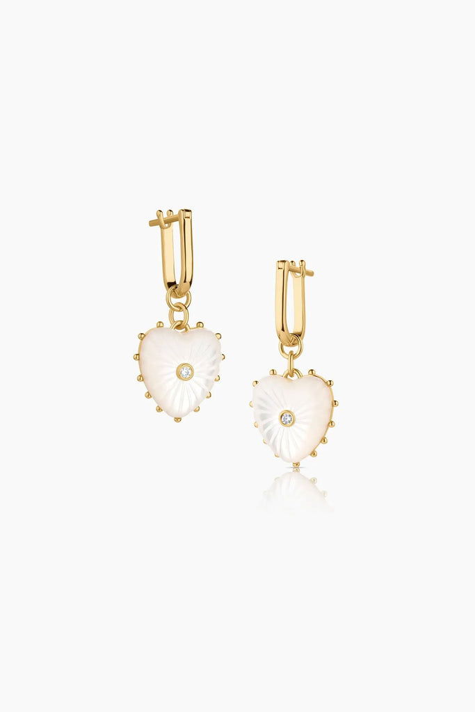 Mother of Pearl Heart Earrings by THATCH