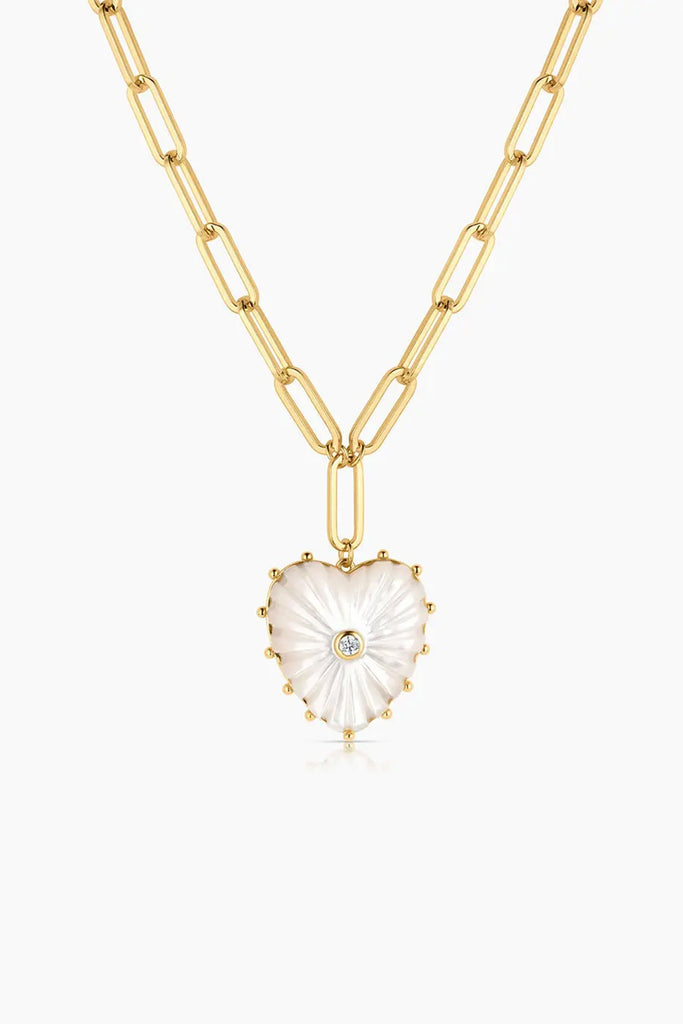 Malene Mother of Pearl Heart Necklace by THATCH