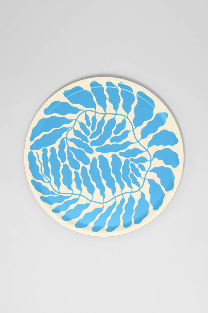 Large Round Birch Serving Tray (Sky Blue) by Wrap