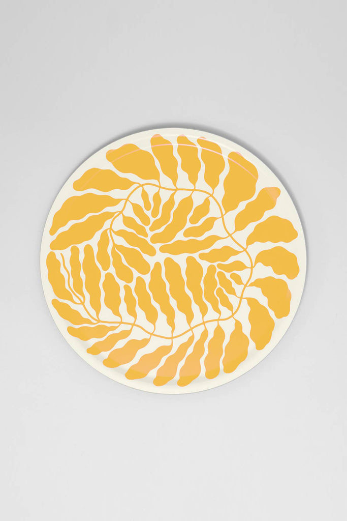 Large Round Birch Serving Tray (Yellow) by Wrap