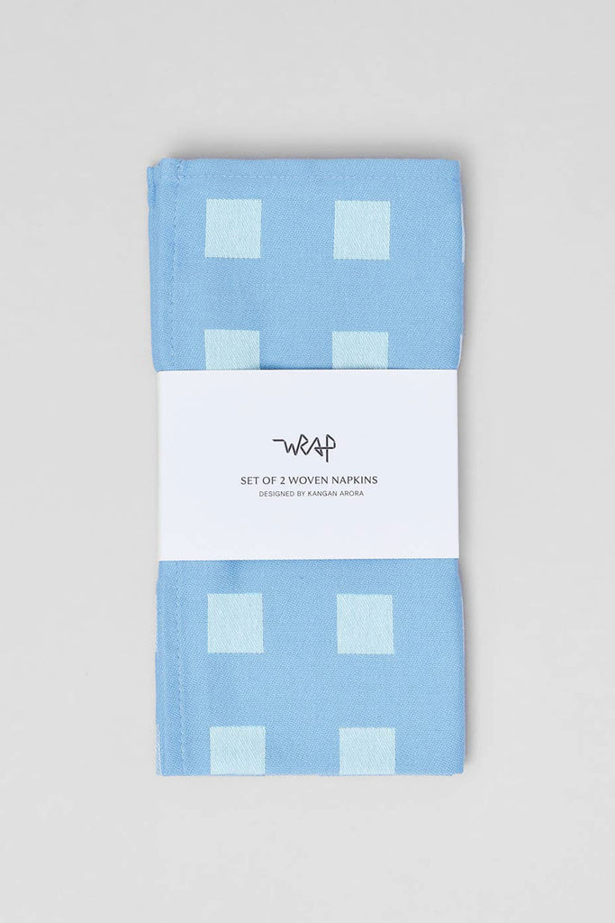 Squares Napkin Set (Blue/Soft Aqua) by Wrap