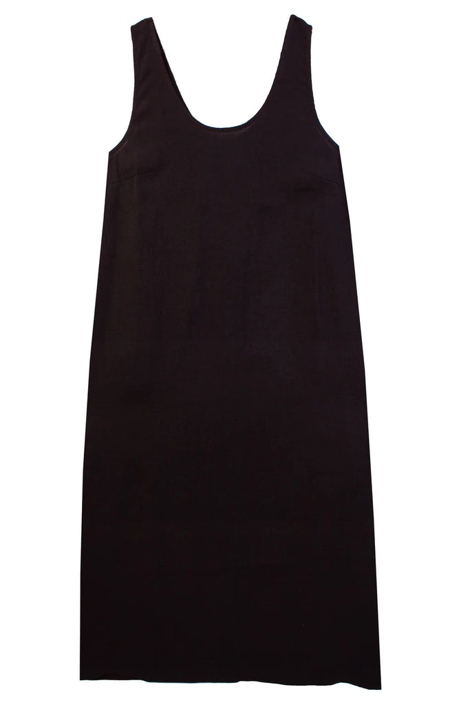 Basic Linen Shift Dress (Black)