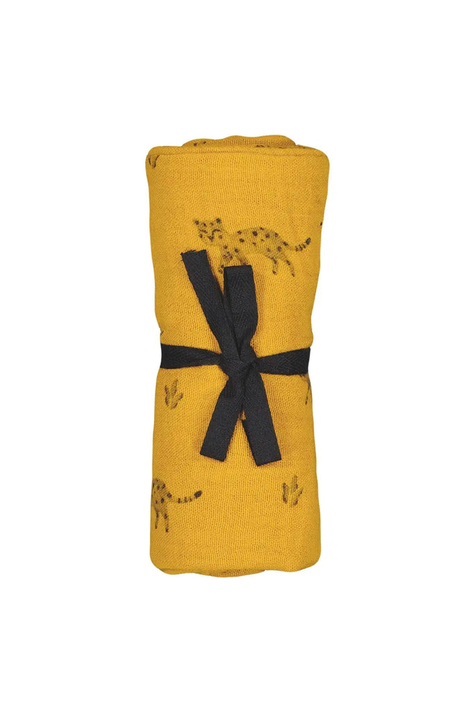 Muslin Swaddle (Mustard Leopard) by Rose in April
